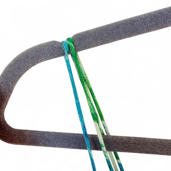 Vintage Handmade 50s Floral Green Blue Bubble Hem Spaghetti Strap Bow Midi Dress - Picture 8 of 8